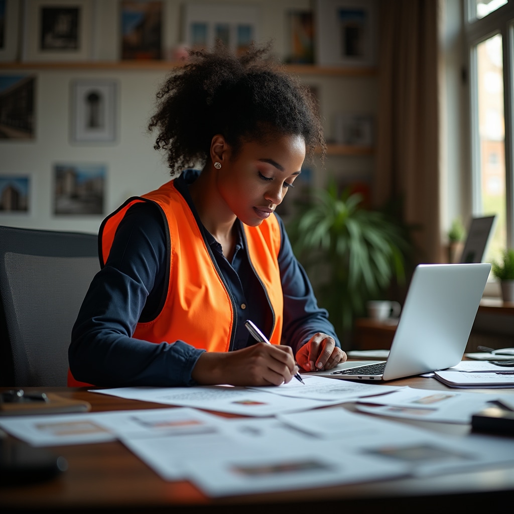 Inspector revisando detalles de construcción y documentando hallazgos con precisión
